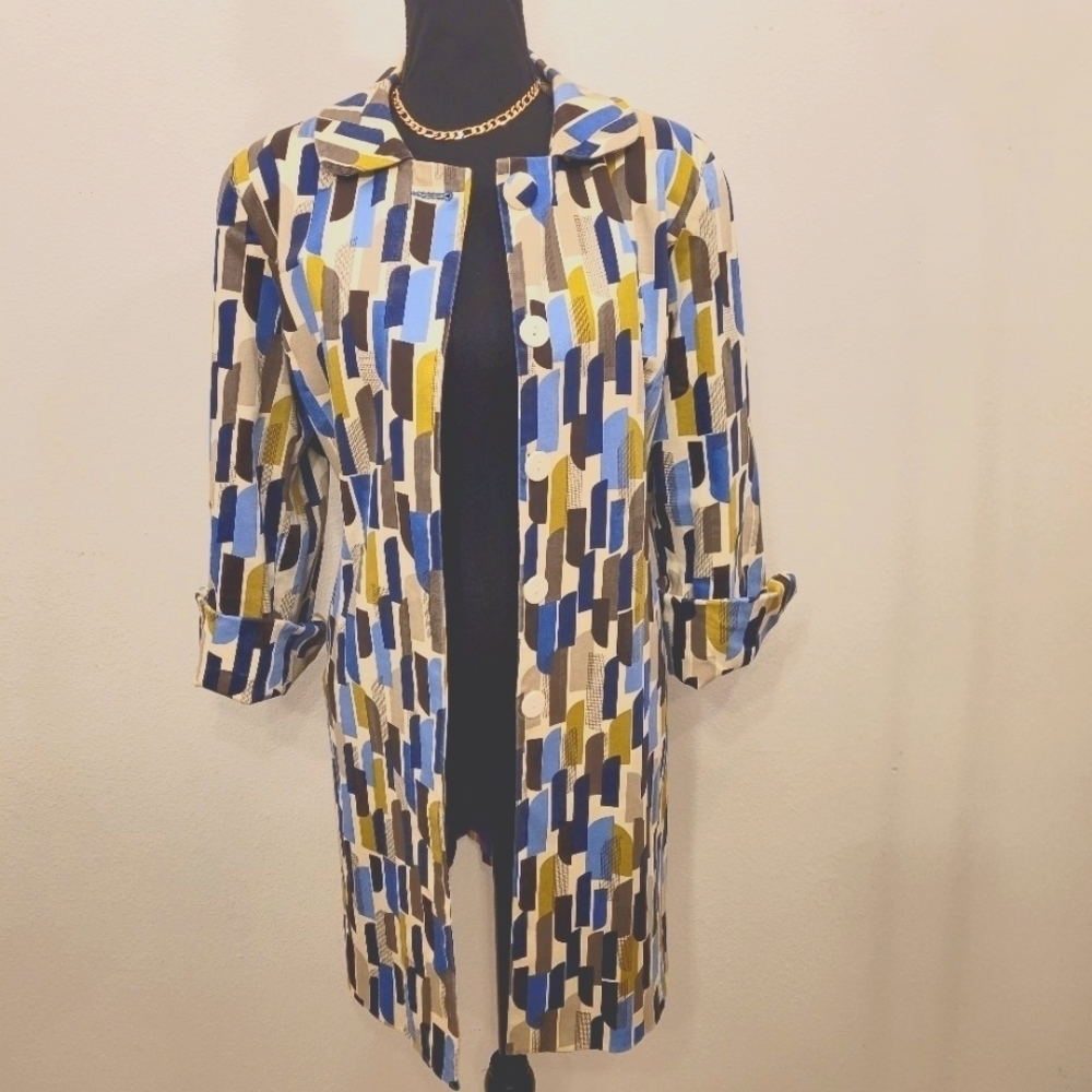 Ideology Vintage Y2K Mod Multicolored Long Blazer/Jacket With Pockets XL